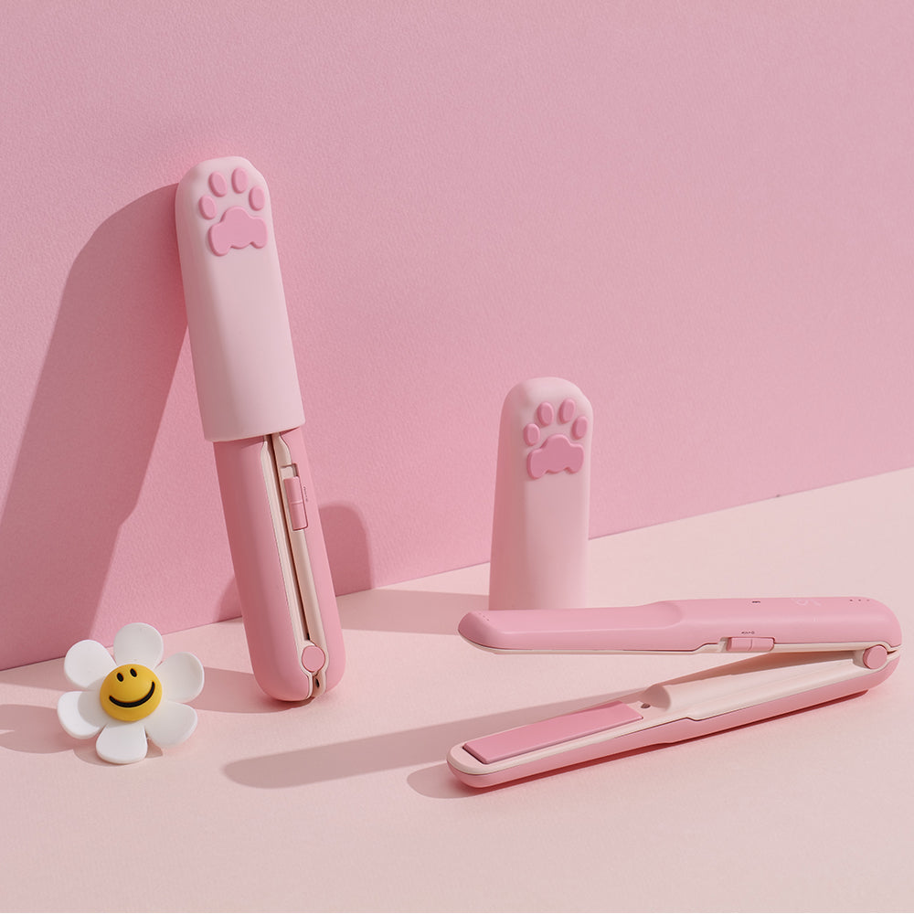 COOLEAN 'CAT-FEET' Cordless Mini Hair Straightener + Mini Luggage Bag SET
