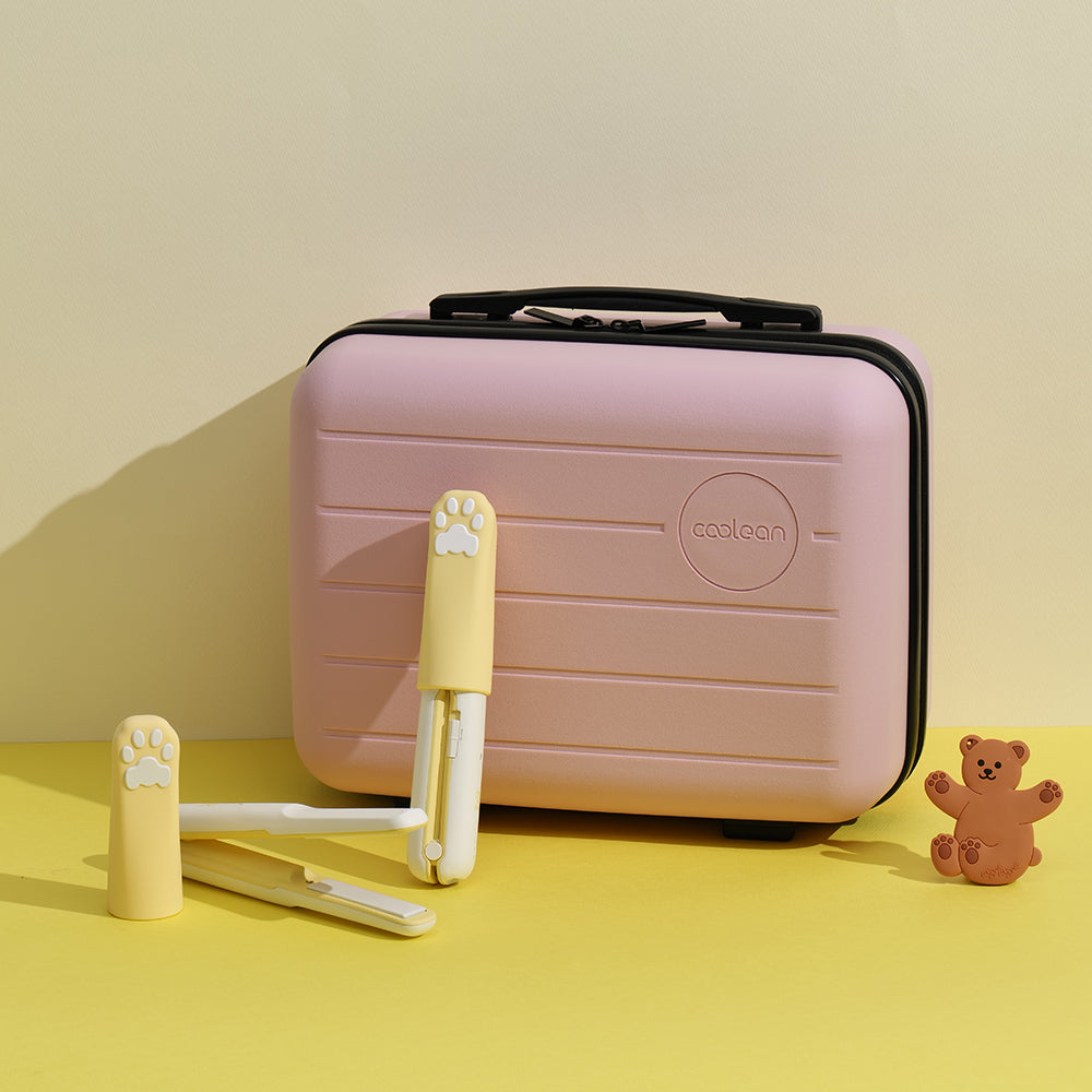 COOLEAN 'CAT-FEET' Cordless Mini Hair Straightener + Mini Luggage Bag SET