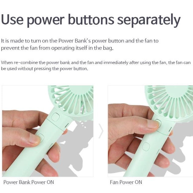 Dual Functional Mini Handy Fan with Power Bank - Coolean