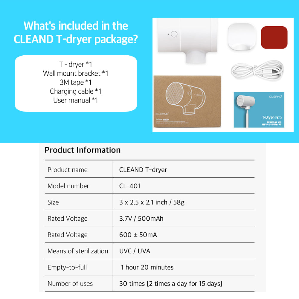 Clean'd T-Dryer Toothbrush Holder - Coolean