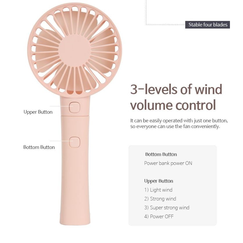 Dual Functional Mini Handy Fan with Power Bank - Coolean